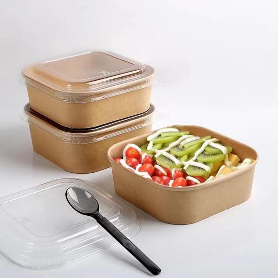 Eco Friendly Packaging Takeaway Takeout Square Salad Bowls Paper